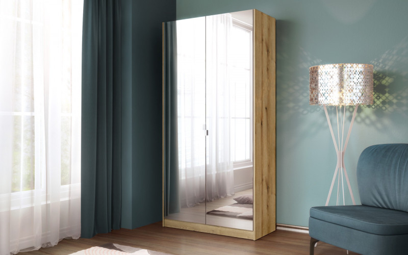 Double-winged wardrobe with mirror Diema, Evoke oak  1