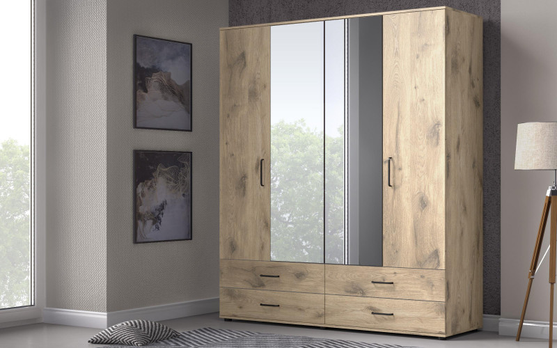 Wardrobe Eron L, light Scandinavian oak  1