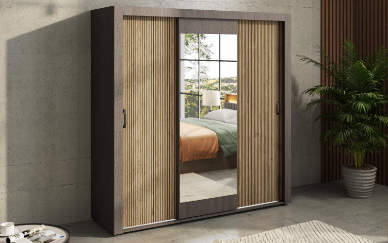 Wardrobe with sliding doors Balman, Anthracite oak + Cadiz  1