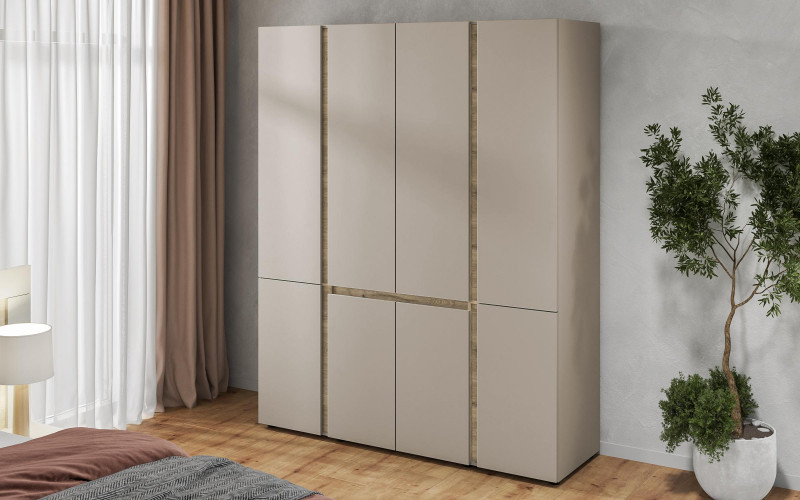 Four-winged wardrobe Omonia, cashmere + light Scandinavian oak  1