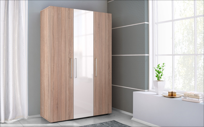 Wardrobe Ophelia, Sonoma oak + white gloss  1