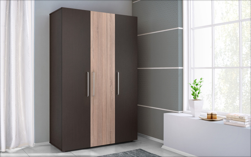 Three-winged wardrobe Ophelia, Wenge + Sonoma oak  1