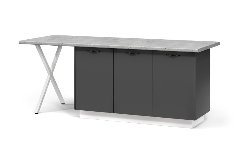 Island cabinet Simon 58, white + anthracite matt  1