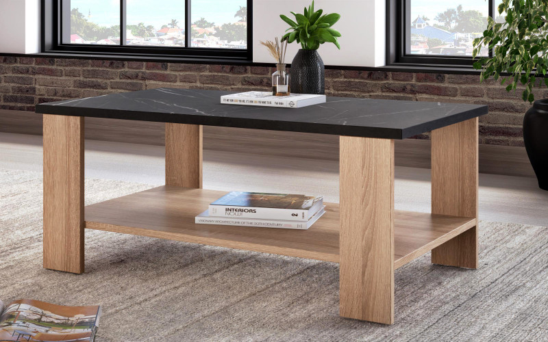Coffee table Nesta, Sonoma oak + decor Tunisia marble  1