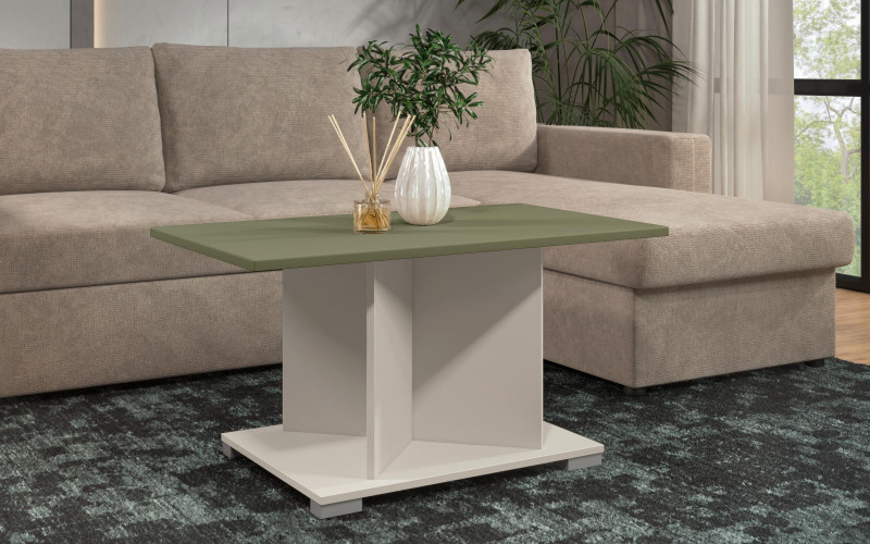Coffee table + MDF Aurea L, sand matt + olive  1