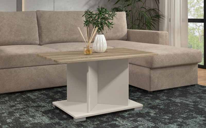 Coffee table + MDF Aurea L, sand matt + Sonoma oak  1