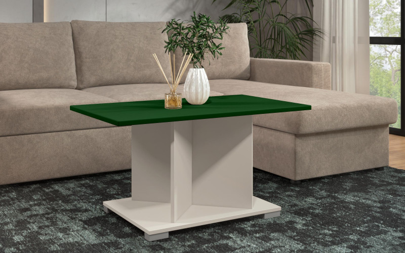 Coffee table + MDF Aurea L, sand matt + green  1