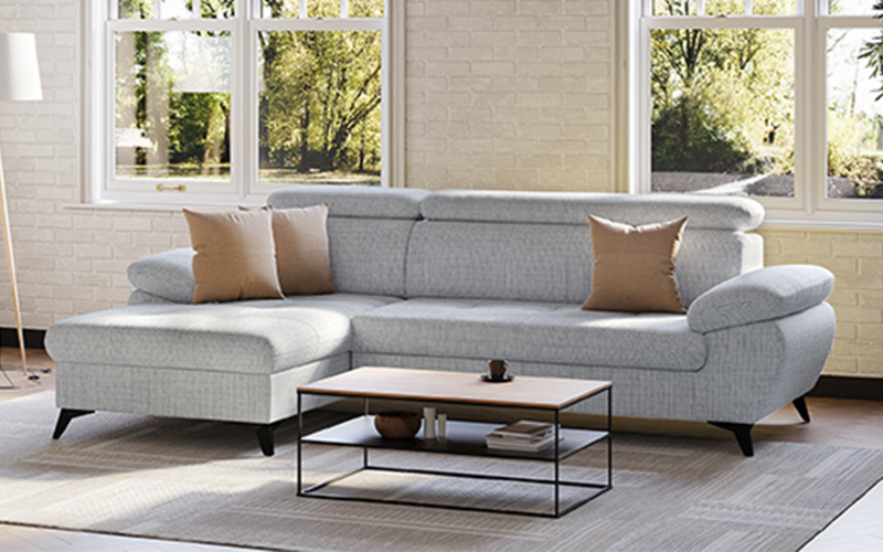 Extendable corner sofa Selin, light grey  1