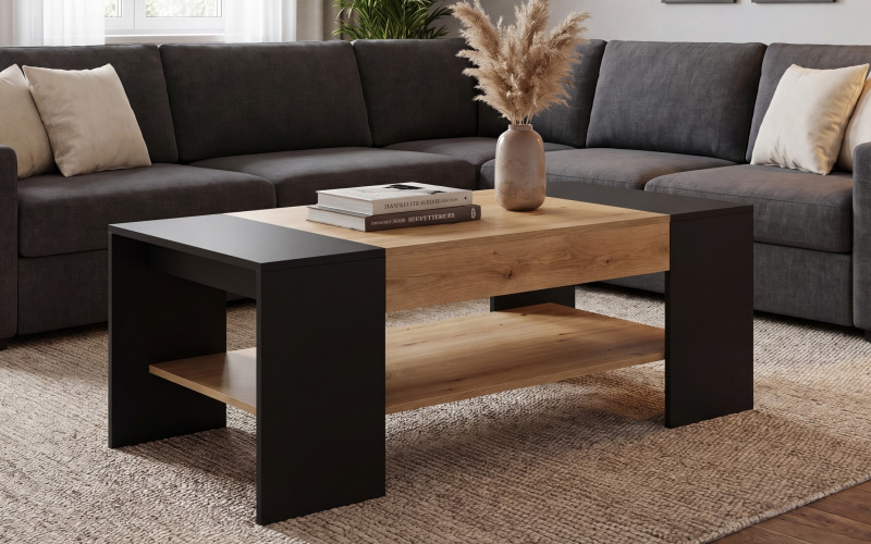 Coffee table Ines, Evoke oak + black matt  1