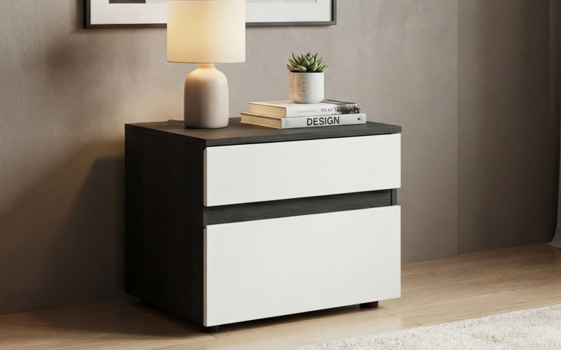Nightstand Infinity, white + Anthracite oak  1