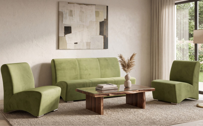 Three-seater sofa + 2 armchairs Arturo II, green  1
