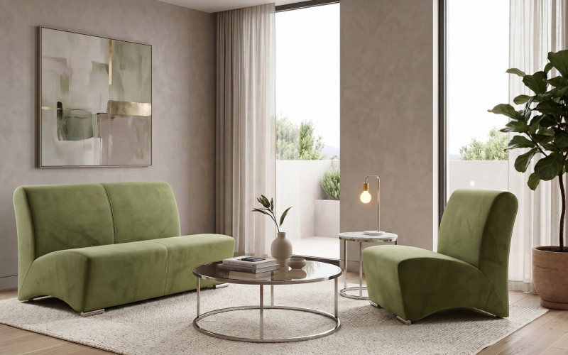 Two-seater sofa + armchair Arturo II, green  1
