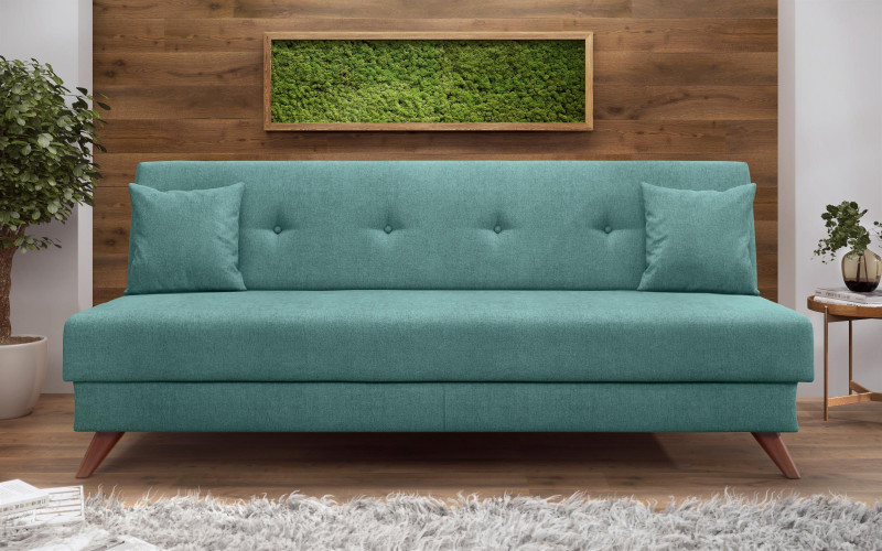 Extendable click-clack sofa Brent, turquoise  1