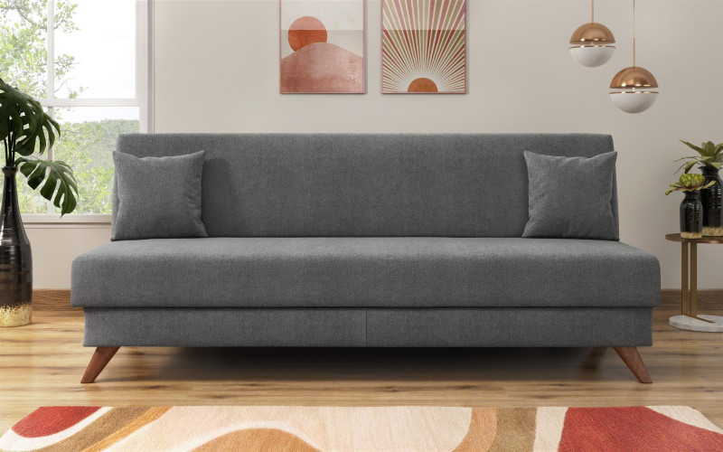 Extendable click-clack sofa Lendo, grey  1