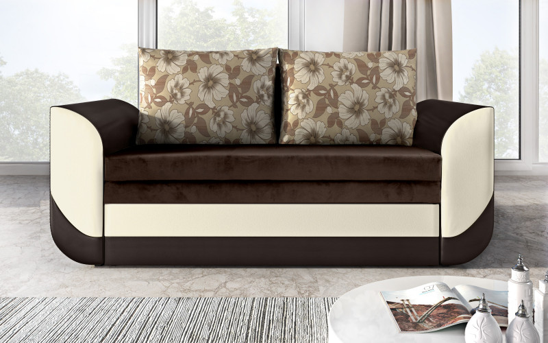 Extendable sofa Modus, brown + beige + brown leather  1