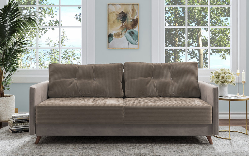 Extendable click-clack sofa Aristo, beige + light grey  1