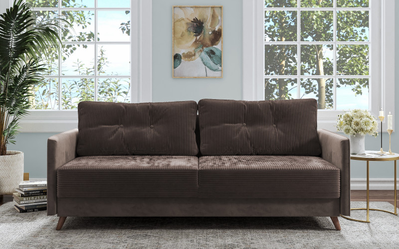 Extendable click-clack sofa Aristo, brown  1