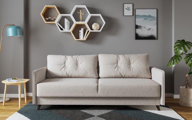 Extendable click-clack sofa Bali, beige  1