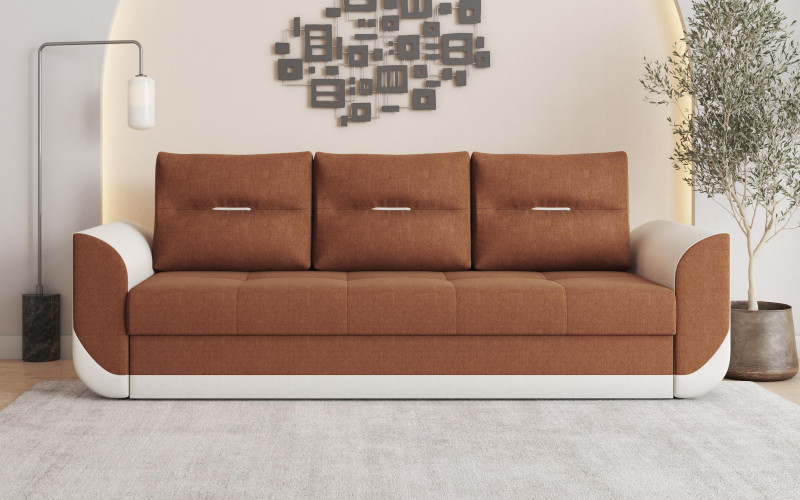 Extendable three-seater sofa Sven, orange + light beige  1