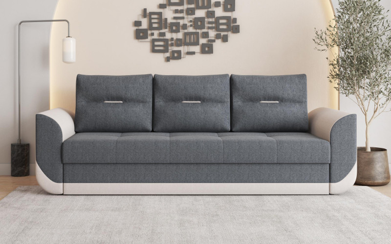 Extendable three-seater sofa Sven, dark grey + beige  1