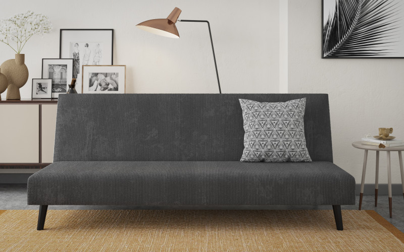 Extendable click-clack sofa Vascon, dark grey + print  1