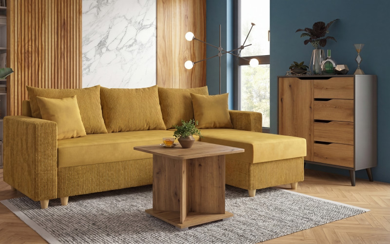 Living room set Phoenix, mustard + anthracite matt + Evoke oak  1