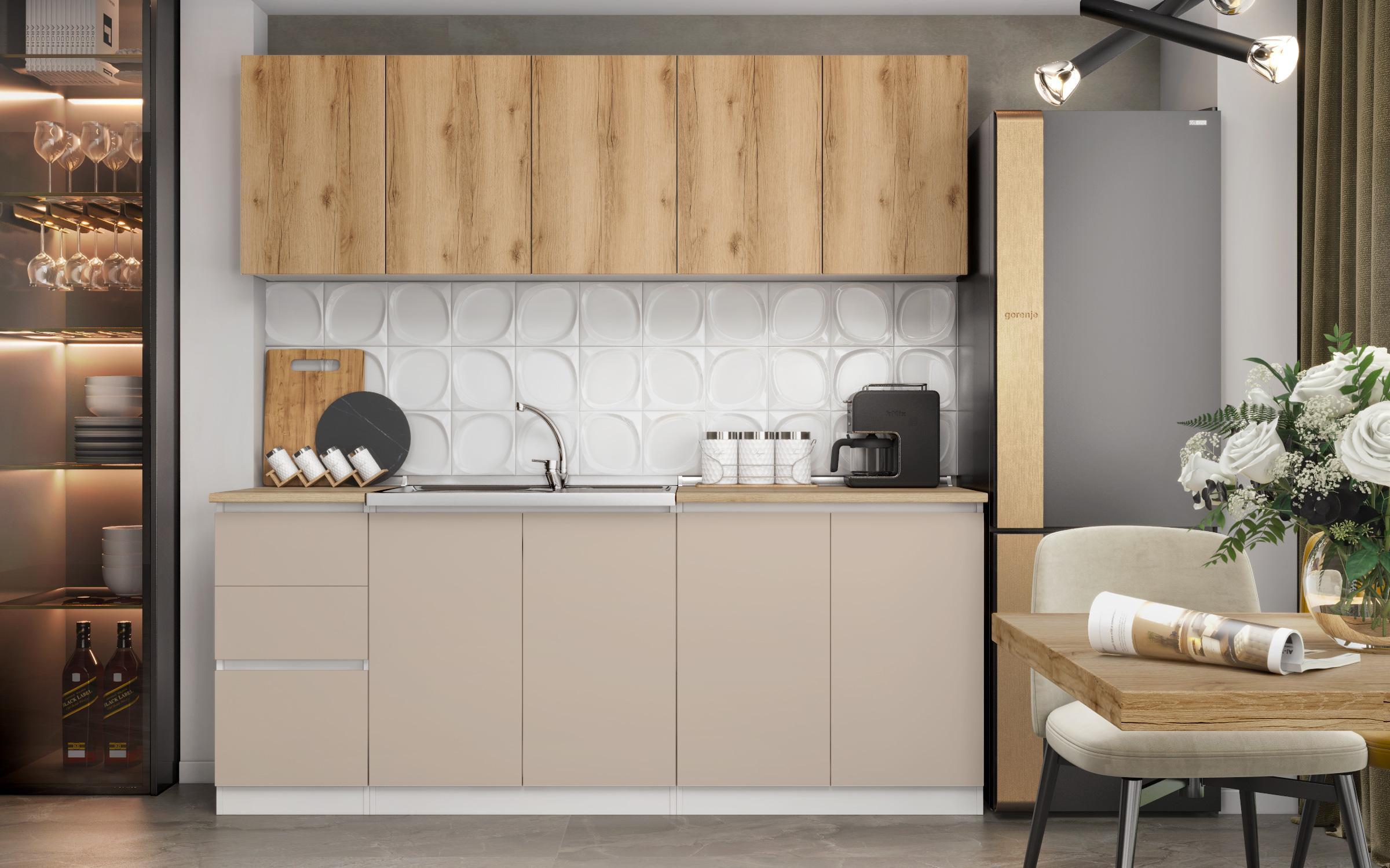 Kitchen Alma, white + satin + Gran Sasso oak  3