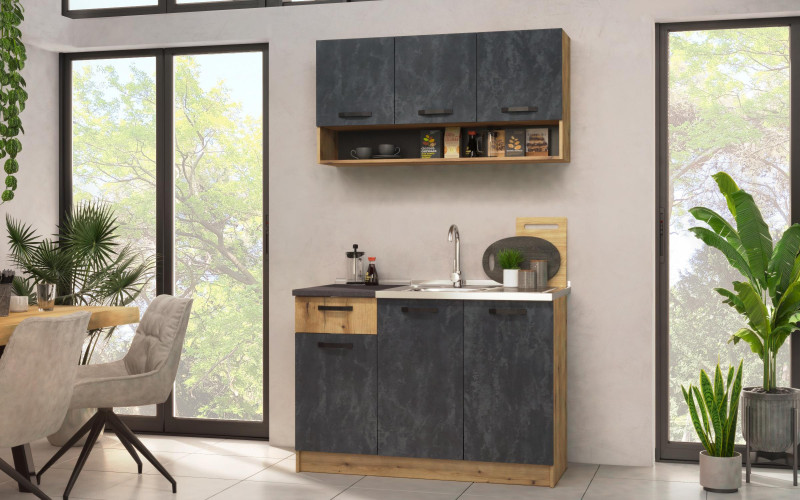 Kitchen with included thermo countertop Lora 5 mini, Magma + Evoke oak  1