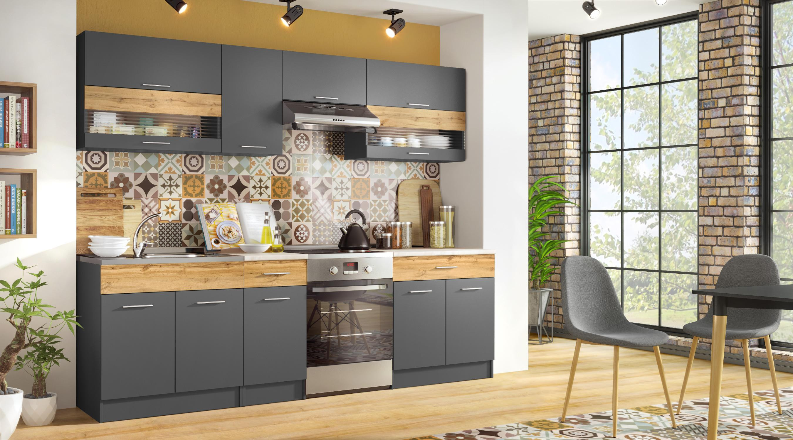 Kitchen Vivian, anthracite + Wotan oak  1