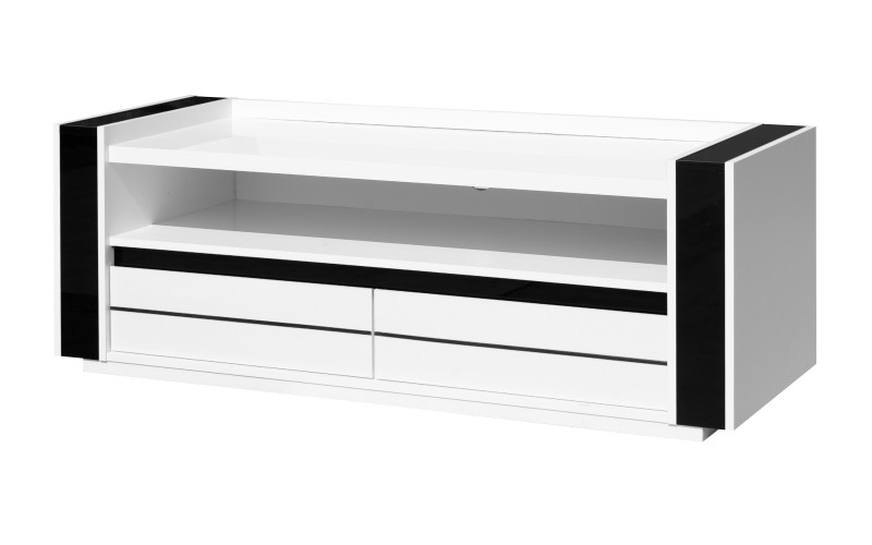 TV cabinet Lin, Alpine white + black and white gloss  1