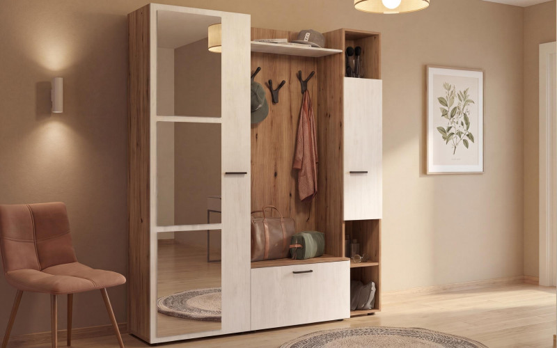 Hall Tree Lago, Evoke oak + Silk  1