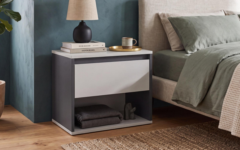 Nightstand Louis, white + anthracite matt  1