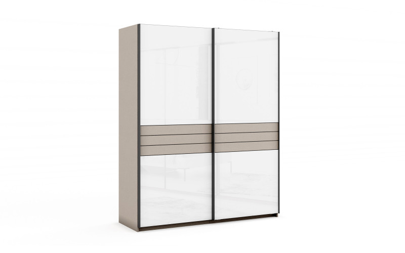 Double-winged wardrobe Arson M15, dark beige + white gloss  1