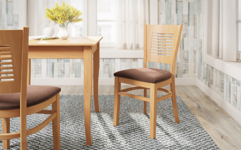 Dining chair Macbet, natural with brown seat  1