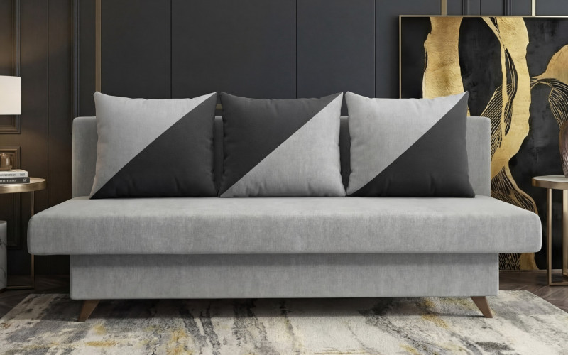 Extendable sofa Marty, light grey + black  1