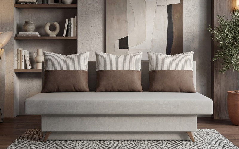 Extendable sofa Marty, light beige + brown  1