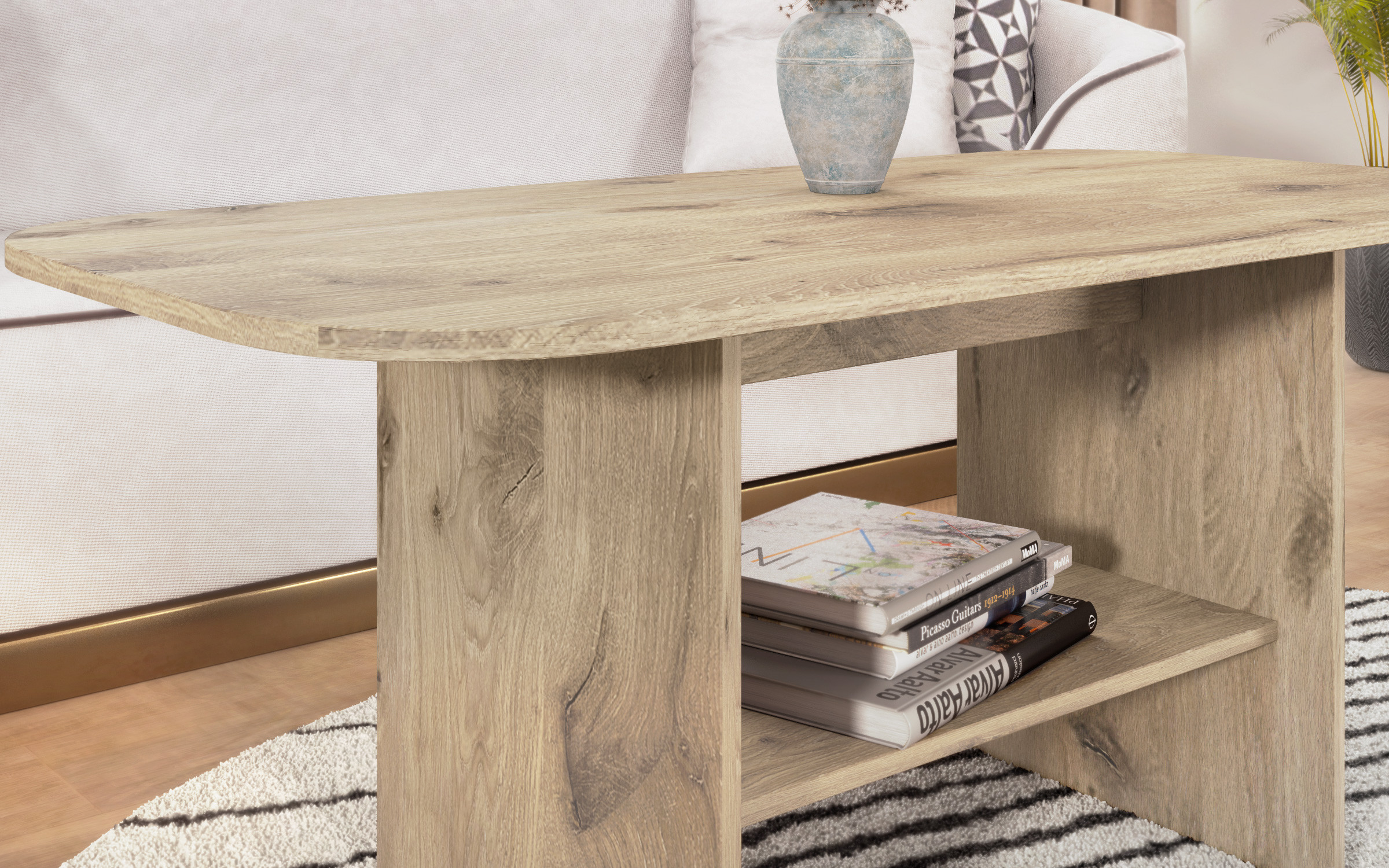 Coffee table Elipsa, light Scandinavian oak  5