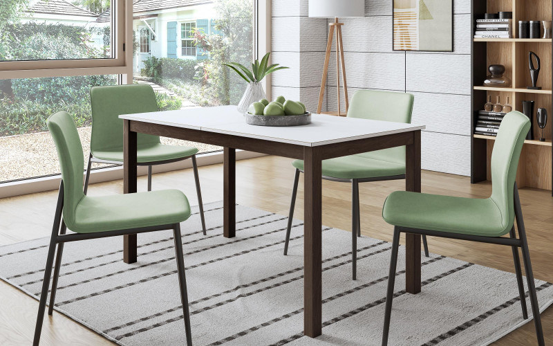 Dining table /extendable/ Atika, white + walnut  1