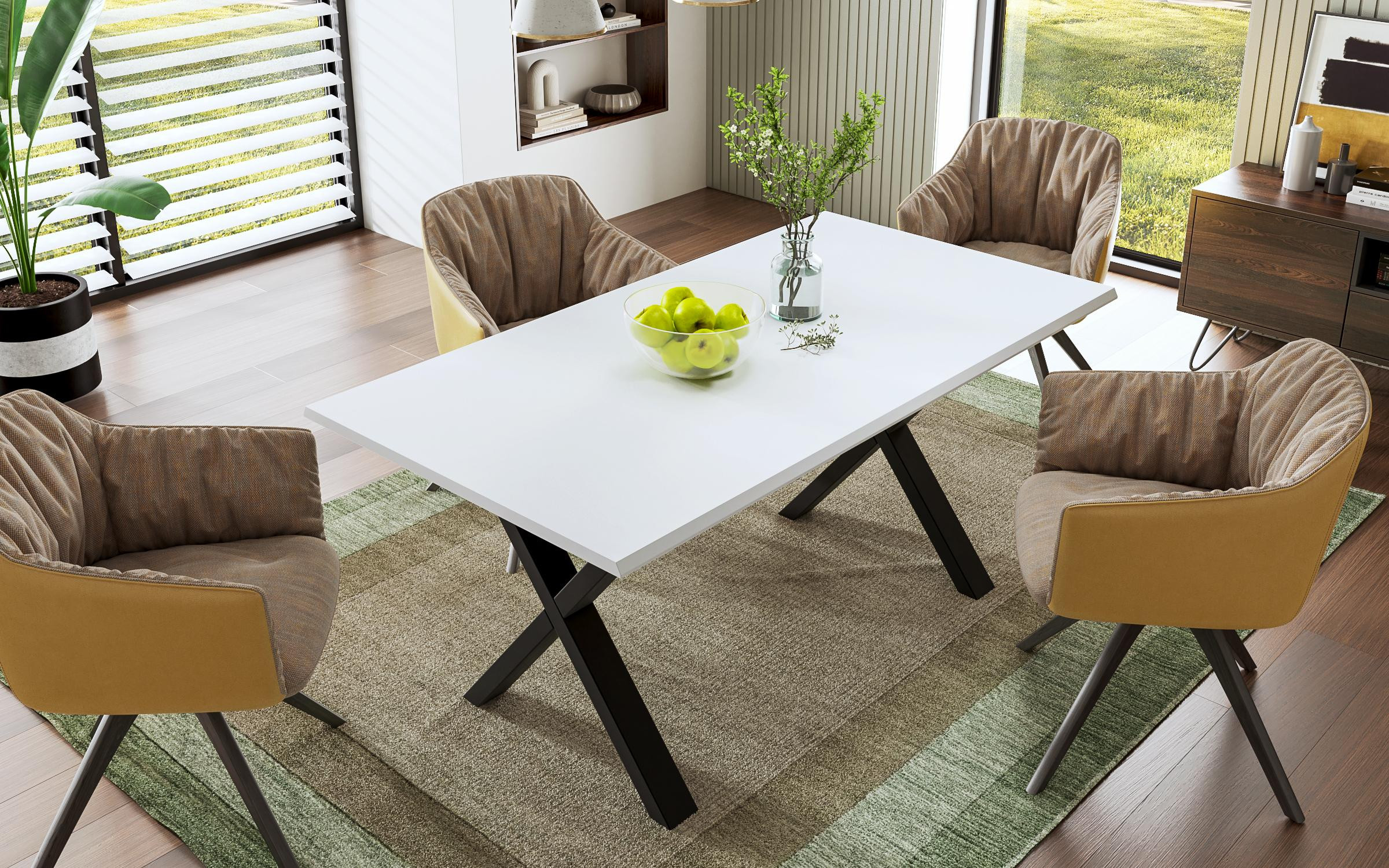 Dining table Portina, white + black  3