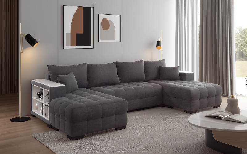 U-shaped sofa Melvin, grey  3