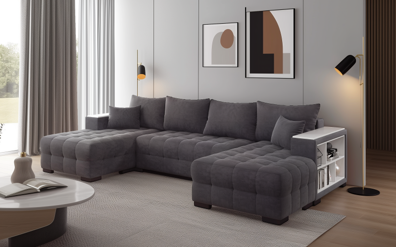 U-shaped sofa Melvin, grey  3