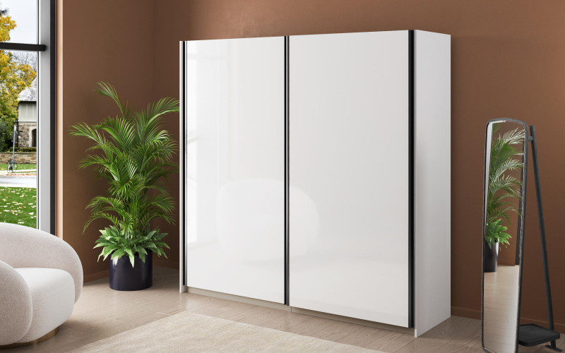 Modular wardrobe with sliding doors 200 cm Soho Slide 200, white gloss  1