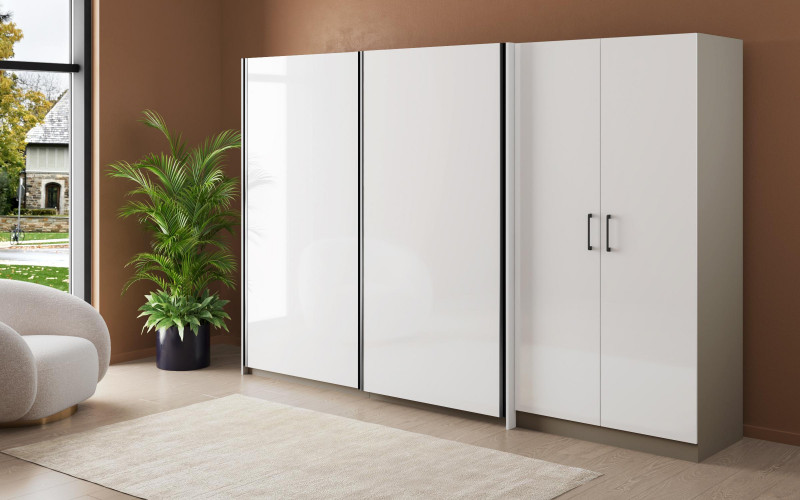 Modular wardrobe Soho Mix 300, white gloss  1