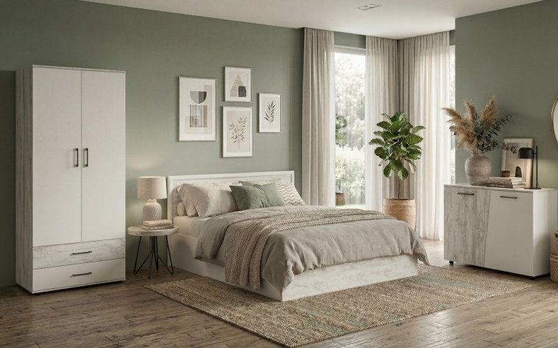 Bedroom furniture set for mattress 160/200 Monterey, white + Antique oak  1