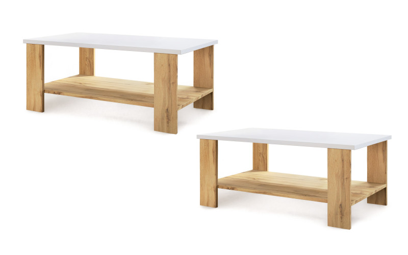 Set of 2 coffee tables Nesta, Wotan oak + white  1