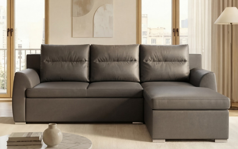 Extendable corner sofa Nolan, grey brown  1