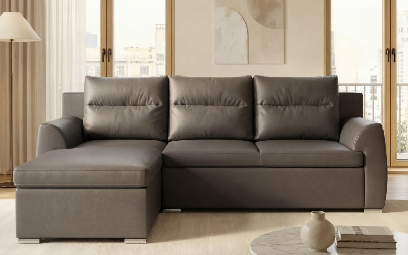 Extendable corner sofa Nolan, grey brown  1