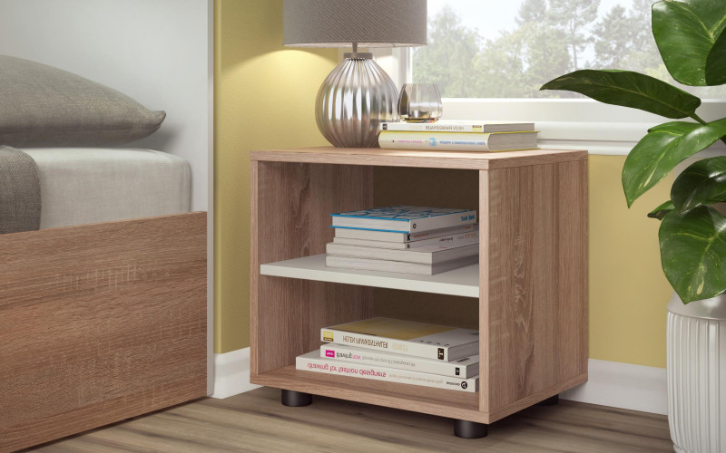 Nightstand Alaska M034, Sonoma oak + white  1