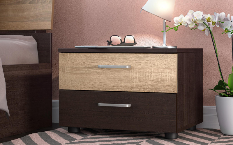 Nightstand Medeya, Wenge + Sonoma oak  1