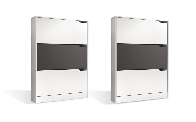 Set of 2 shoe cabinets Olien, white + anthracite  1